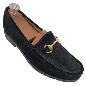 Vintage Italy Cole Haan Men's 10.5M Black Suede Leather Dress Shoes Bit Loafers